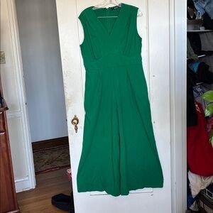 eShakti women's XL/16 wide leg sleeveless green jumpsuit